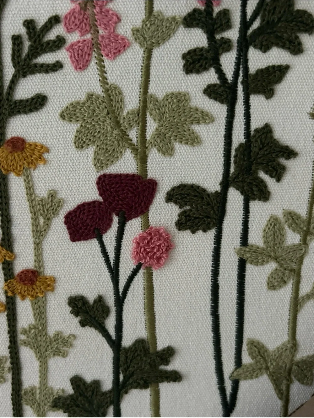BP Woven Wildflower Wall Art Floral Embroidery with Butterfly Gorgeous NEW